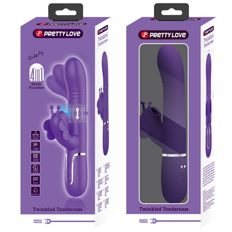 PRETTY LOVE - MULTIFUNCTIONELE KONIJNENVIBRATOR 4 IN 1 VLINDER PAARS