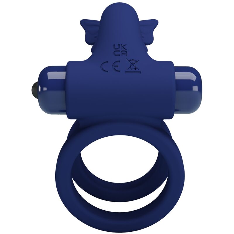 JRETTY LOVE - JAMELE Bague double avec vibration et stimulateur papillon bleu