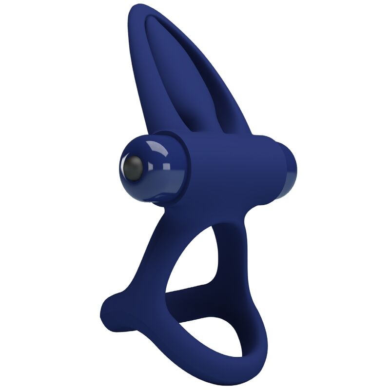 PRETTY LOVE - Двойное кольцо с вибрацией и стимулятором, синее.