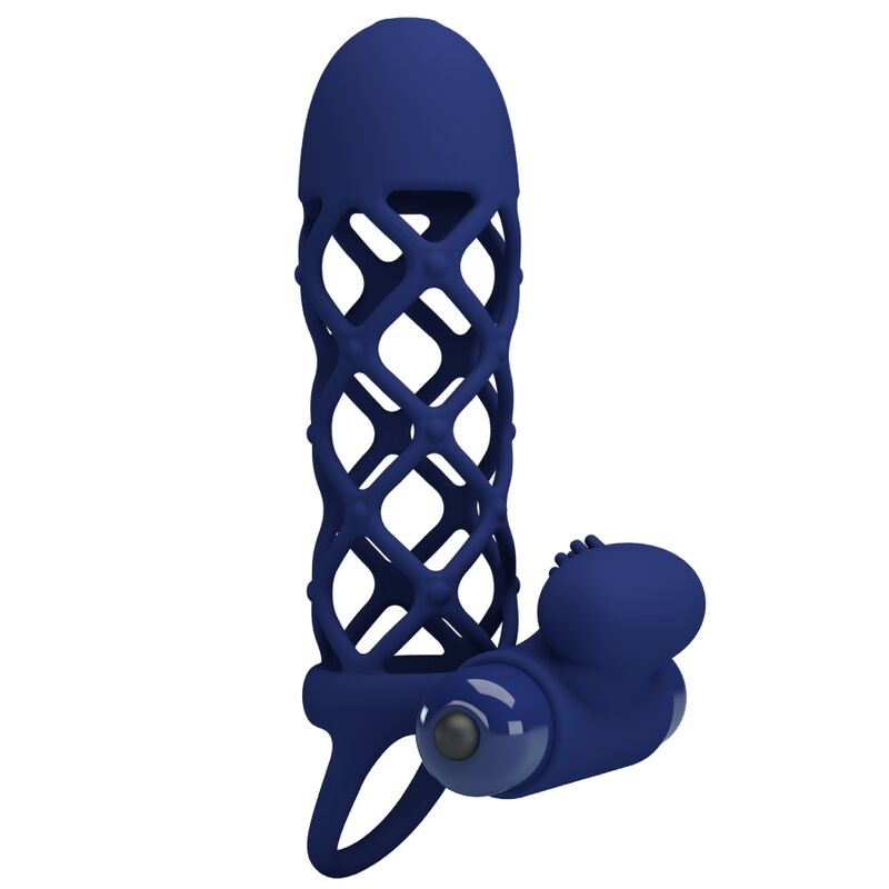 PRETTY LOVE - GIANN VIBRATOR RING MET SILICONEN OMHULSEL BLAUW