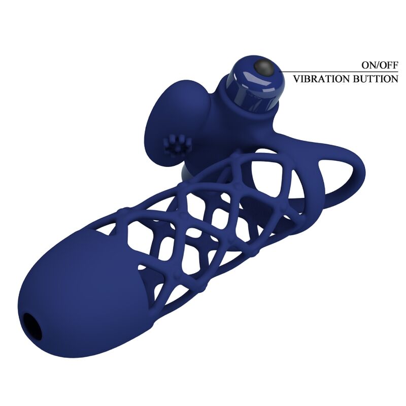 PRETTY LOVE - GIANN VIBRATOR RING MET SILICONEN OMHULSEL BLAUW