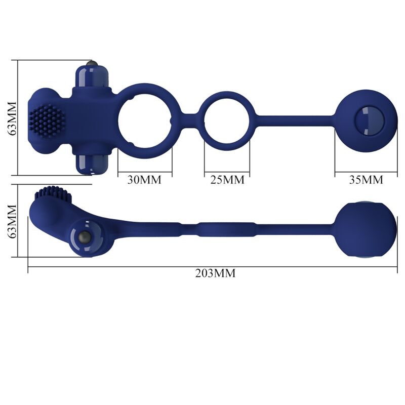 PRETTY LOVE - REMINGTON DUBBELE VIBRERENDE RING MET PLUG BLAUW