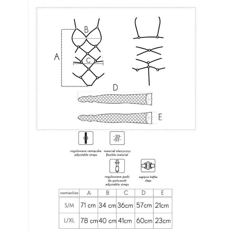 LIVCO CORSETTI FASHION - THIARA LC 20213 SET BODY + KOUSEN ZWART S/M