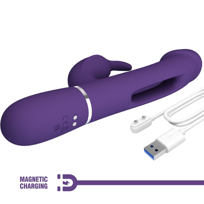 PRETTY LOVE - KAMPAS RABBIT 3 IN 1 MULTIFUNCTIONELE VIBRATOR MET TONG VIOLET