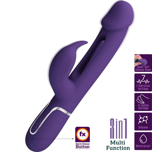 PRETTY LOVE - KAMPAS RABBIT 3 IN 1 MULTIFUNCTIONELE VIBRATOR MET TONG VIOLET