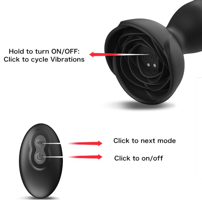 ARMONY - EXTREME A BLOOM ROSE VIBRATOR &amp; ANAAL PLUG MET AFSTANDSBEDIENING ZWART