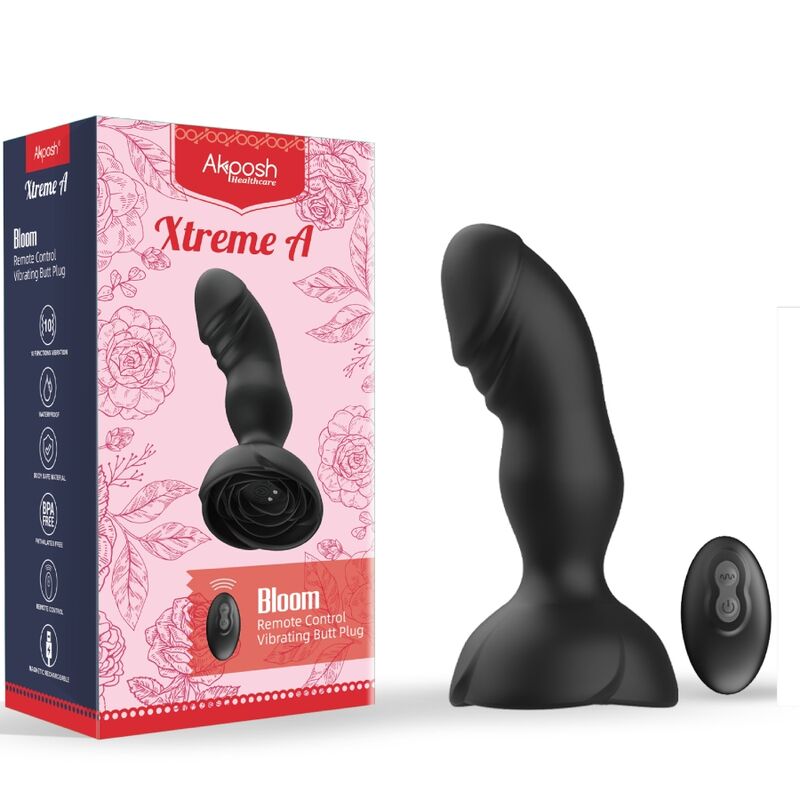 ARMONY - EXTREME A BLOOM ROSE VIBRATOR &amp; ANAAL PLUG MET AFSTANDSBEDIENING ZWART