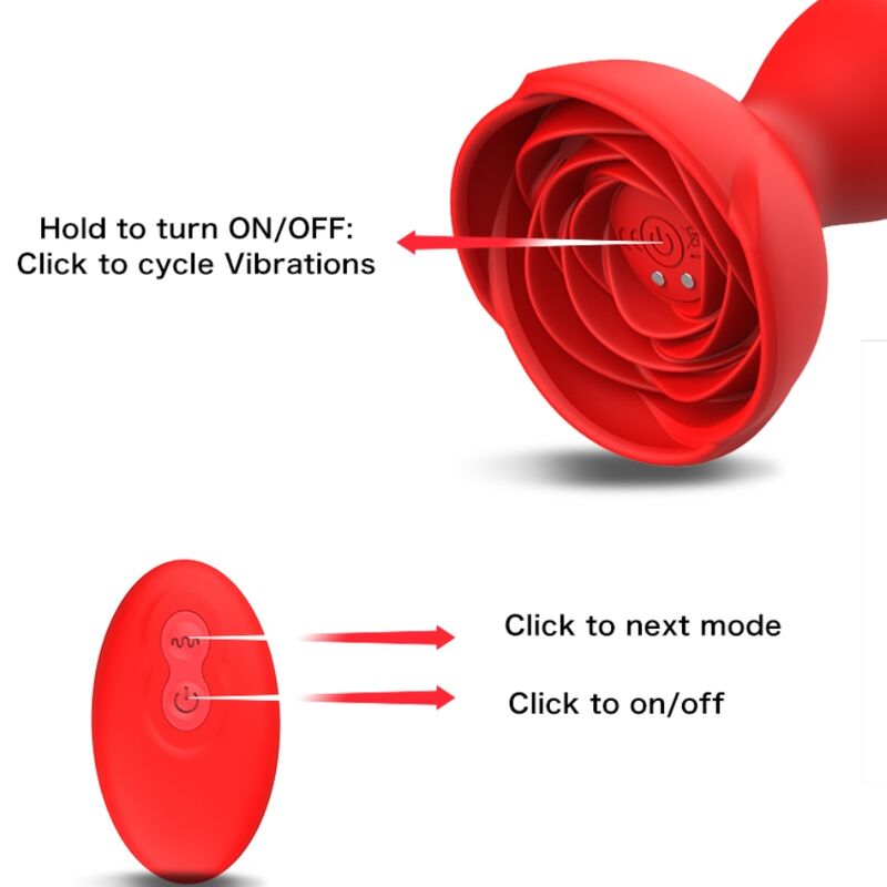 ARMONY - EXTREME A BLOOM ROSE VIBRATOR &amp; ANAAL PLUG MET AFSTANDSBEDIENING ROOD