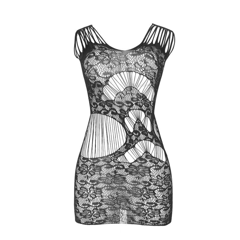 SUBBLIME - 951771 ABITO LUNGO CON SCHIENA APERTA CON RETE NERO TAGLIA UNICA