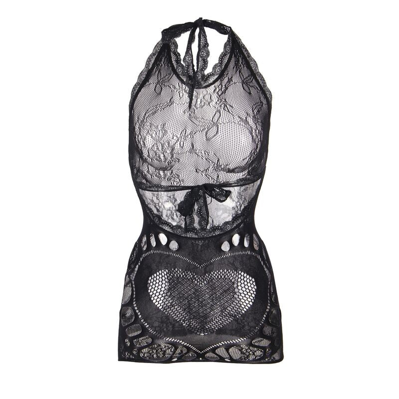 SUBBLIME - 952075 Короткое сетчатое платье с открытой спиной и отделкой в ​​виде сердечек, черное, один размер