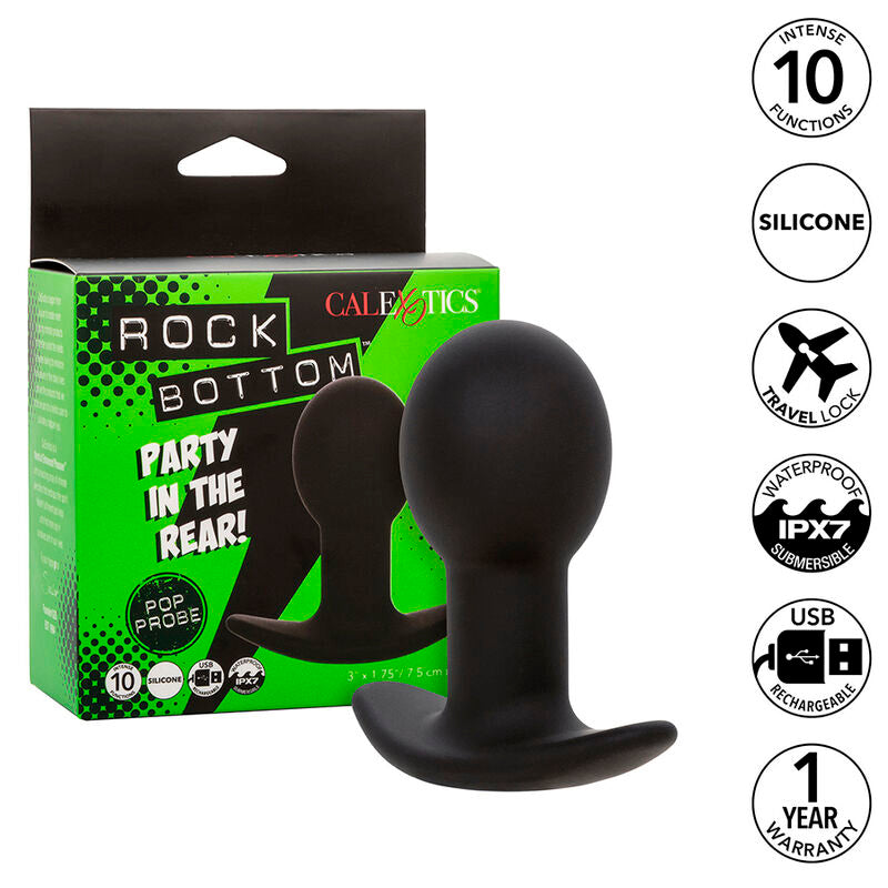 CALEXOTICS - PLUG ANAL ROCK BOTTOM 10 VIBRATIONS SILICONE NOIR