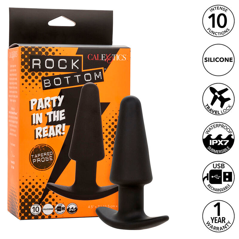 CALEXOTICS - ROCK BOTTOM TONERED ANAL PLUG 10 VIBRACIONES SILICONE BLACK
