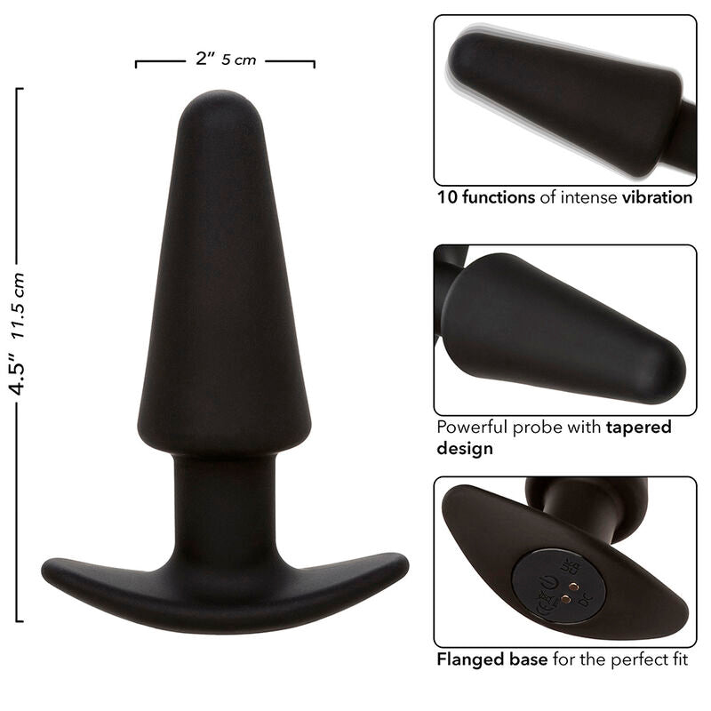 CALEXOTICS - ROCK BOTTOM TONERED ANAL PLUG 10 VIBRACIONES SILICONE BLACK