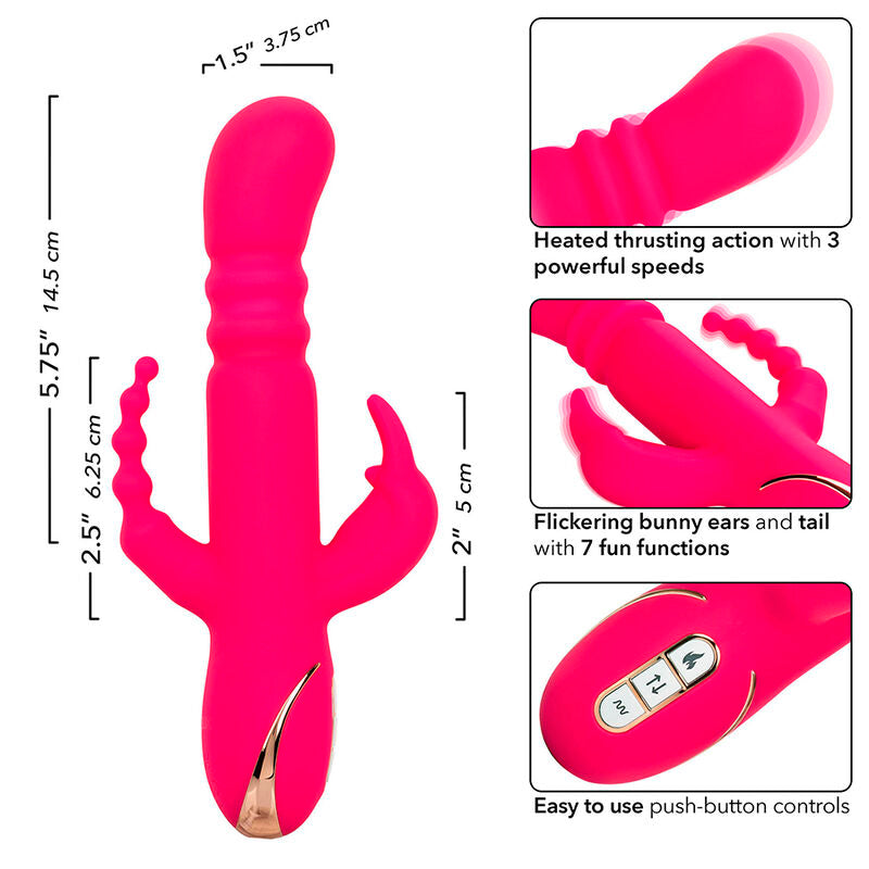 CALEXOTICS - JACK FANTASY VIBRATEUR TRIPLE CHAUFFANT ROSE LAPIN