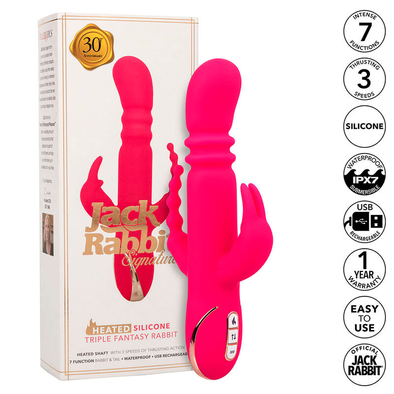 CALEXOTICS - JACK FANTASY VIBRATEUR TRIPLE CHAUFFANT ROSE LAPIN