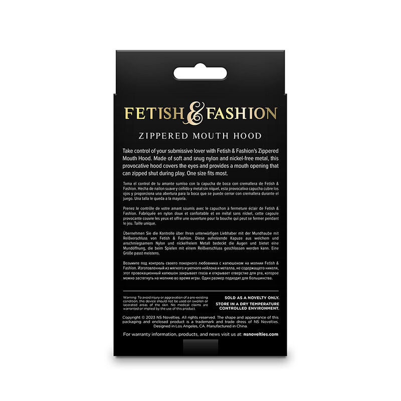 NS NOVELTIES - ФЕТИШ И МОДА. Нейлоновый капюшон с застежкой-молнией, черный.