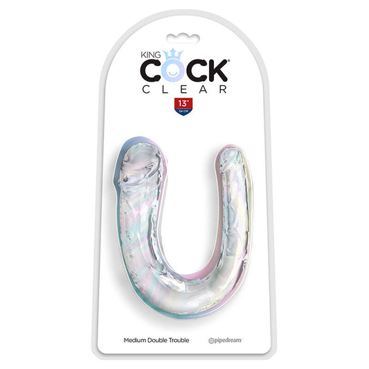 KING COCK - DOUBLE TROUBLE DOUBLE GODEMICHET 33 CM TRANSPARENT
