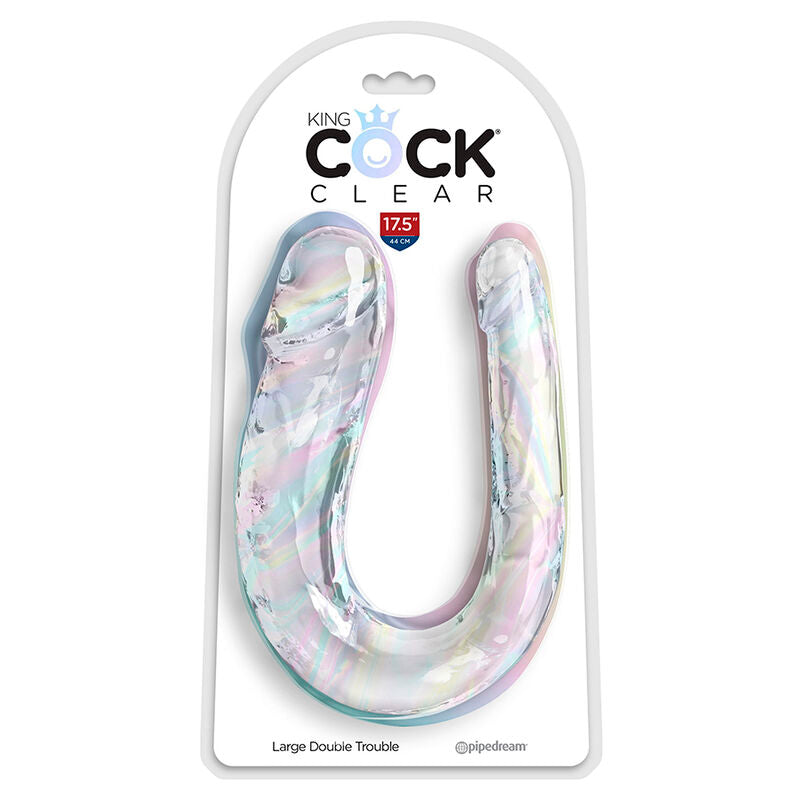 KING COCK - DOUBLE TROUBLE DOUBLE GODEMICHET 44 CM TRANSPARENT