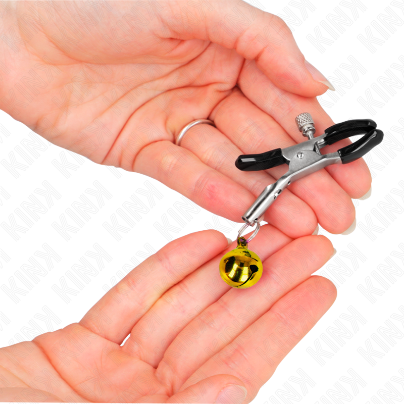 KINK - Золотой зажим для сосков с одним колокольчиком, 6 см