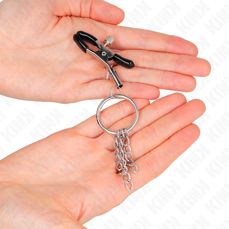 KINK - Зажим для сосков в виде кольца и цепочка, серебристый, 6 см