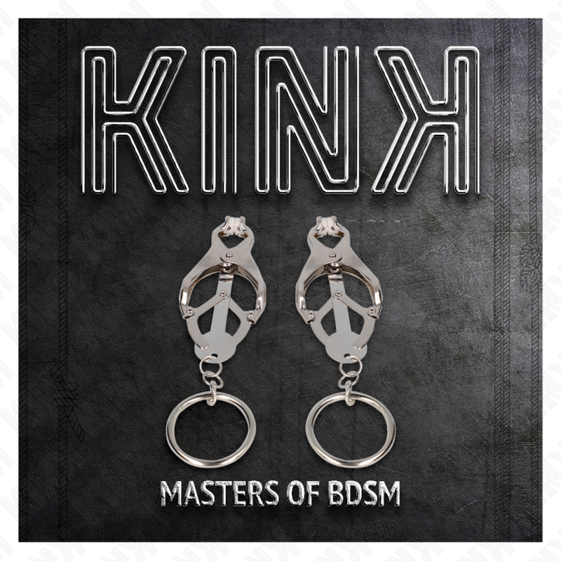 KINK - Японские зажимы для сосков в виде клевера с уплотнительным кольцом, серебристые