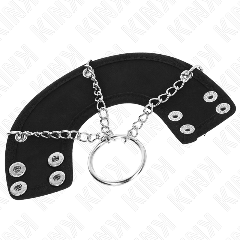 KINK - PENISRING 4 CM KETTING 7 CM METAAL MET LEDEREN RIEM