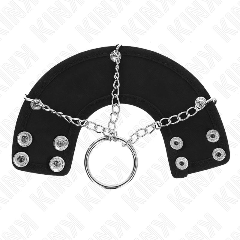 KINK - PENISRING 4 CM KETTING 7 CM METAAL MET LEDEREN RIEM