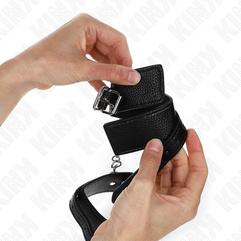 KINK - Menottes à motif serpent noires réglables 20-28 cm x 5,4 cm