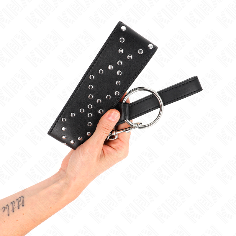 KINK - Ожерелье 65 см с поводком и серебряными заклепками, модель 3, регулируемое 36-43 см x 5 см