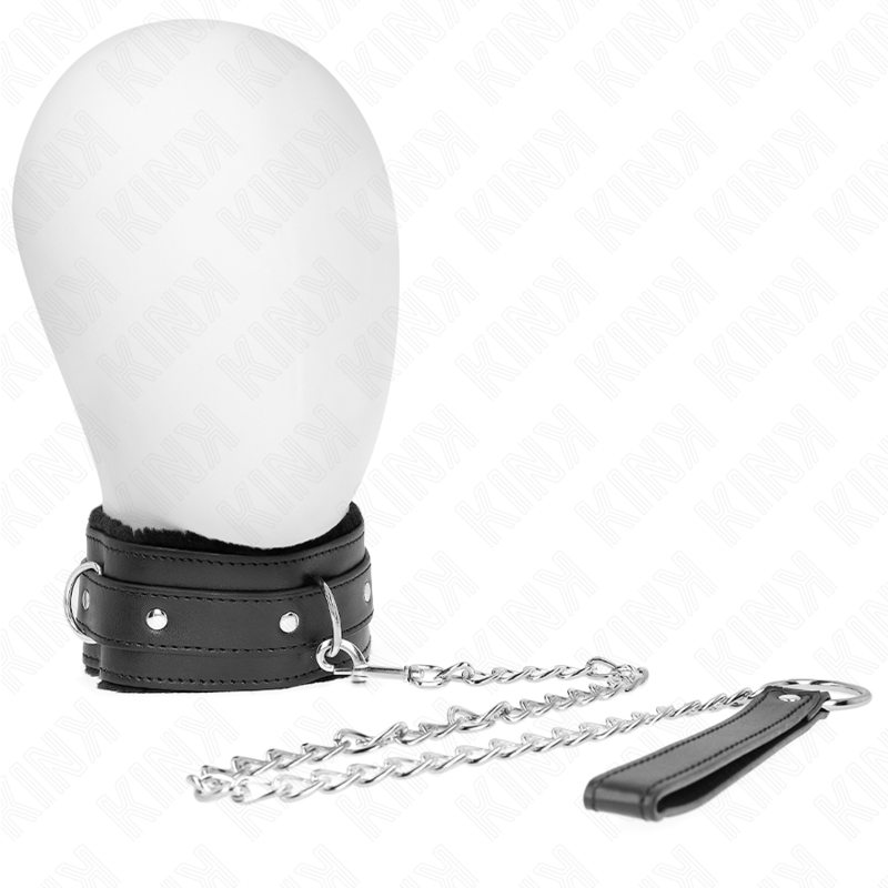 Ошейник KINK с поводком 65 см с ограничителями, черный, 36-42 см x 5,5 см.