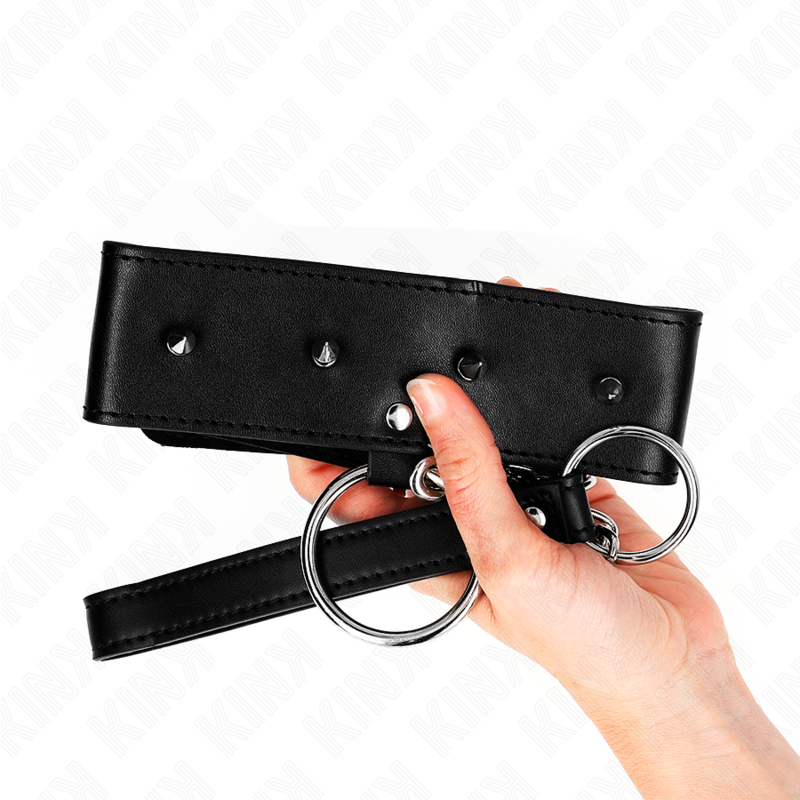 KINK - Ожерелье 65 см с поводком и серебряными заклепками, модель 2, регулируемое 36-43 см x 5 см