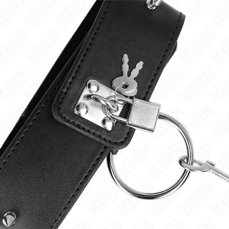 KINK - Ожерелье 65 см с поводком и серебряными заклепками, модель 2, регулируемое 36-43 см x 5 см