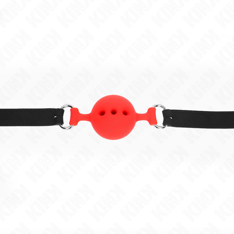 KINK - Bâillon en silicone intégral 55 x 2 cm avec boule de 4,5 cm, taille M, rouge, ajustable de 35 à 51 cm