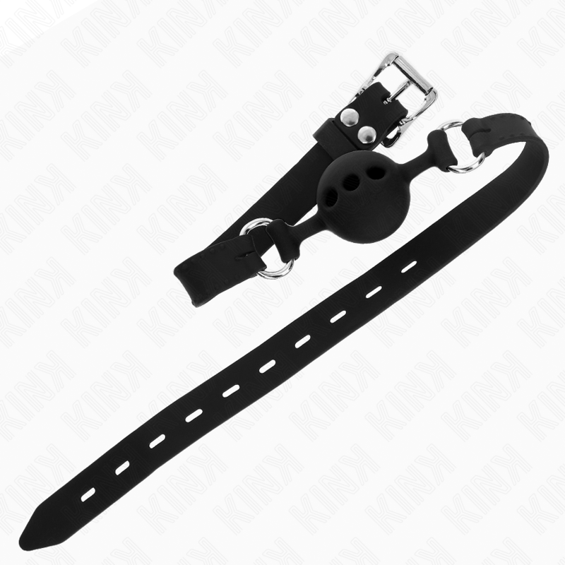 KINK - Полностью силиконовый кляп 55 x 2 см с шариком 4 см, размер S, черный, регулируемый 35-51 см.