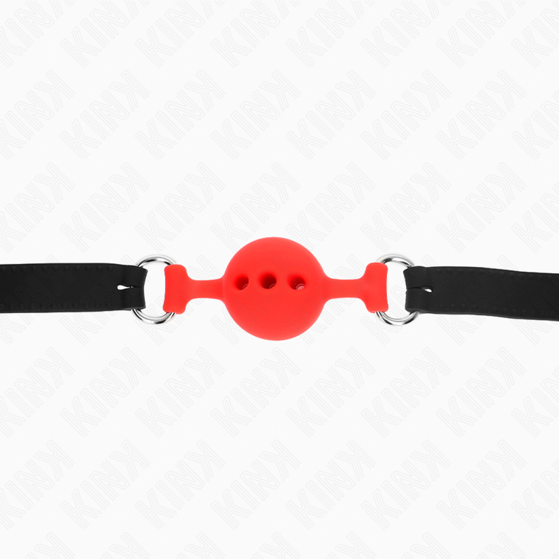 KINK - Bâillon en silicone intégral 55 x 2 cm avec boule de 4 cm, taille S, rouge, ajustable de 35 à 51 cm