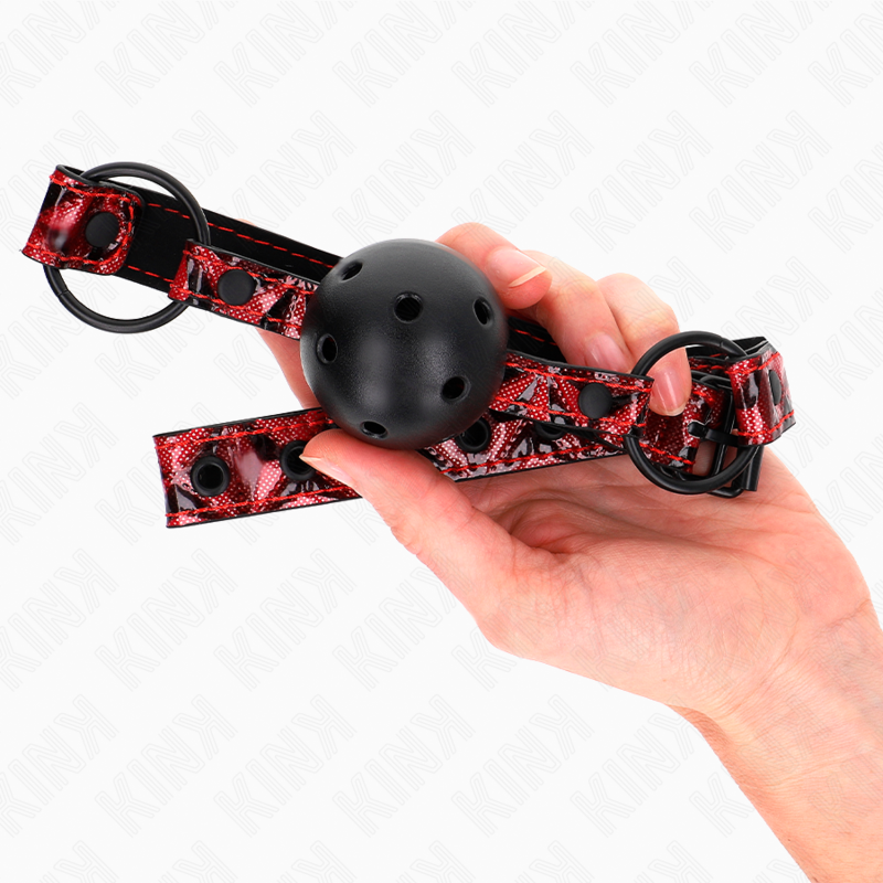 Bâillon KINK - Boule à motif diamant 4,5 cm, modèle 2, 64,5 cm, ajustable de 42 à 60 cm