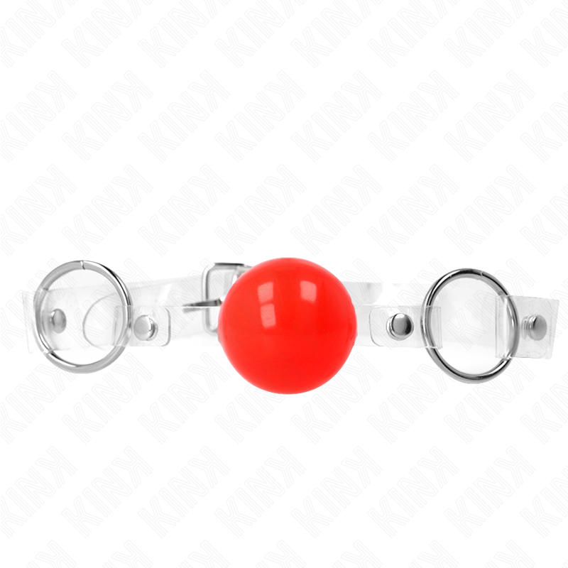 KINK - BÂILLON DE 4 CM EN PVC TRANSPARENT ROUGE, RÉGLABLE