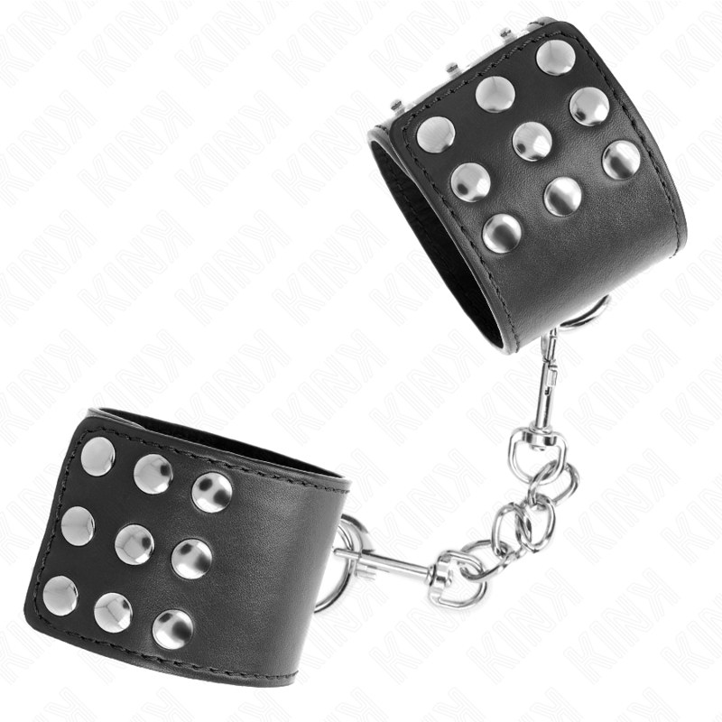 KINK - Наручники с застежкой-кнопкой, черные, регулируемые, 19-24 см x 5,5 см.