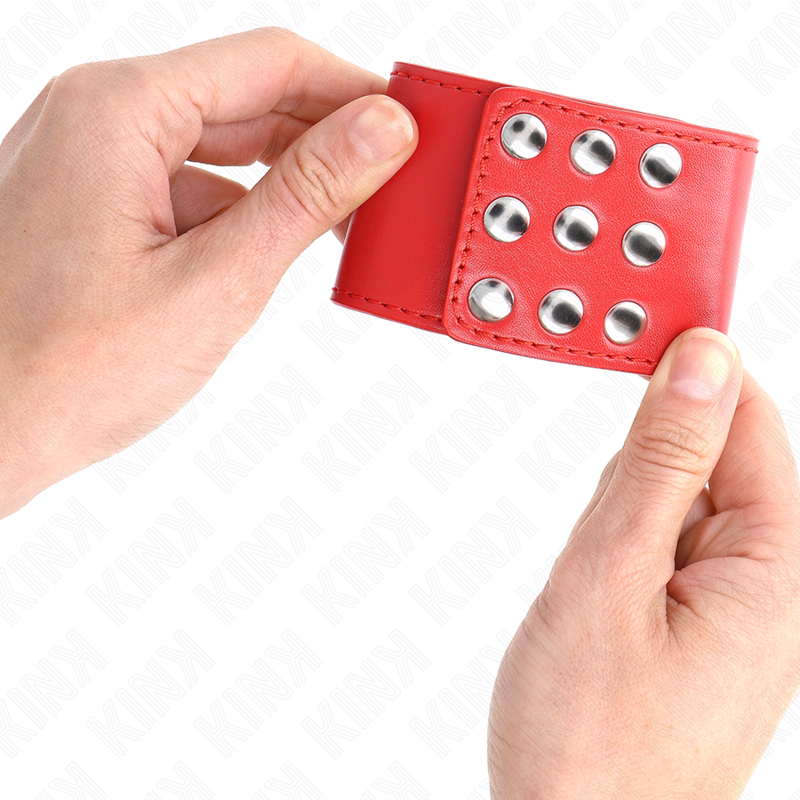 KINK - Наручники с застежкой-кнопкой, красные, регулируемые, 19-24 см x 5,5 см