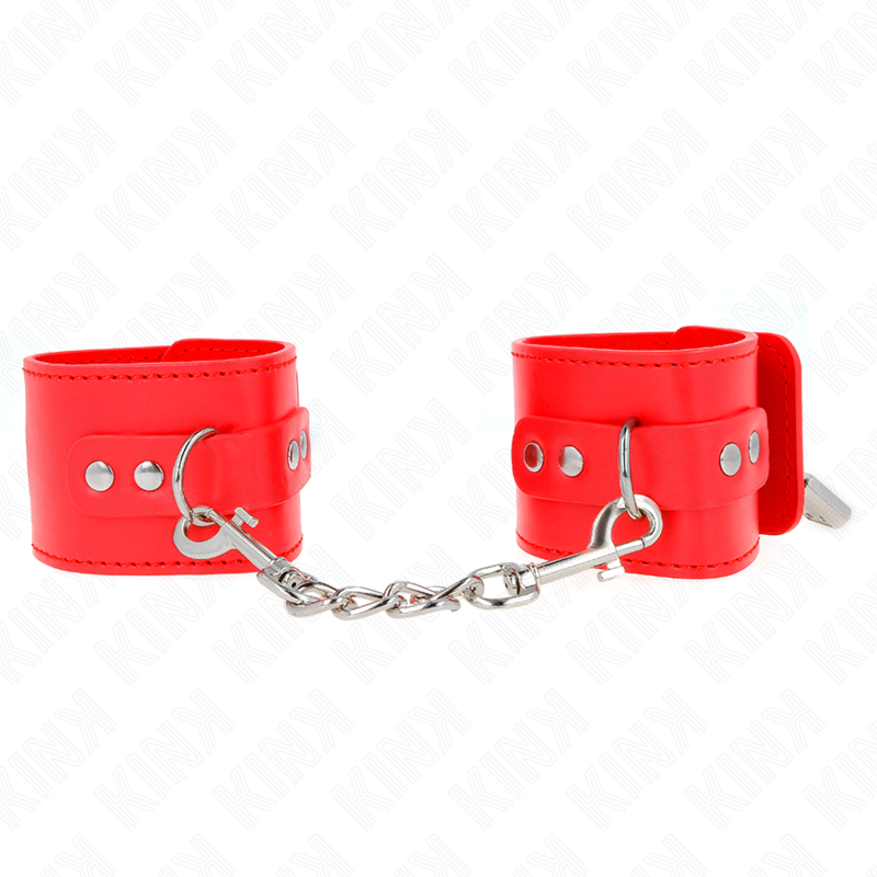 KINK - POLSBEUGELS MET HANGSLOTSLUITING ROOD VERSTELBAAR 16-23 CM X 5,5 CM