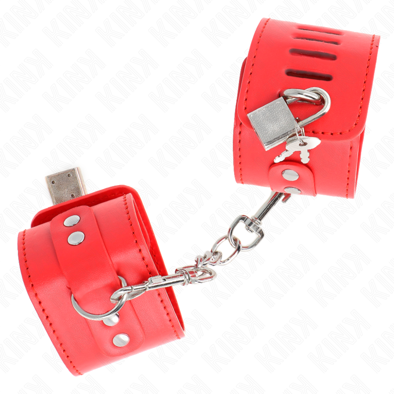 KINK - POLSBEUGELS MET HANGSLOTSLUITING ROOD VERSTELBAAR 16-23 CM X 5,5 CM