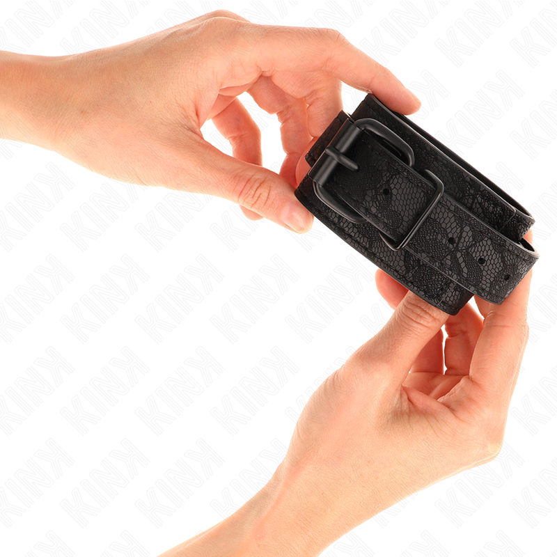 KINK - Темные кружевные манжеты на запястья, регулируемые, черные, 19-26 см.