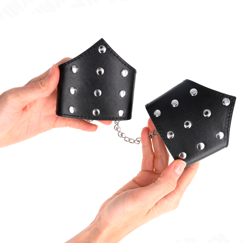 KINK - BRACELETS NOIRS À POINTE AVEC CHAÎNE RÉGLABLE 17-23 CM X 8,5 CM