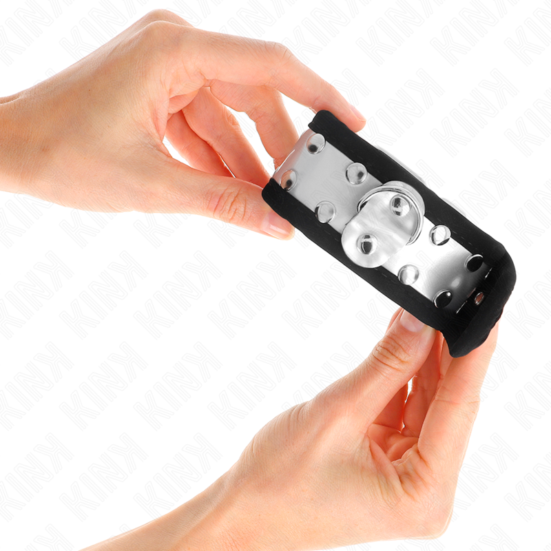 KINK - MENOTTES DE POIGNET FINES NOIR/ARGENT 30 X 4 CM