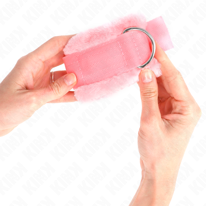 KINK - Menottes doublées de fourrure rose, réglables 17-31 cm x 7 cm
