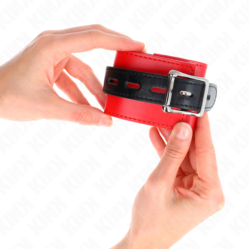 KINK - Наручники красные с черным ремнем, регулируемые 17-28 см x 6 см