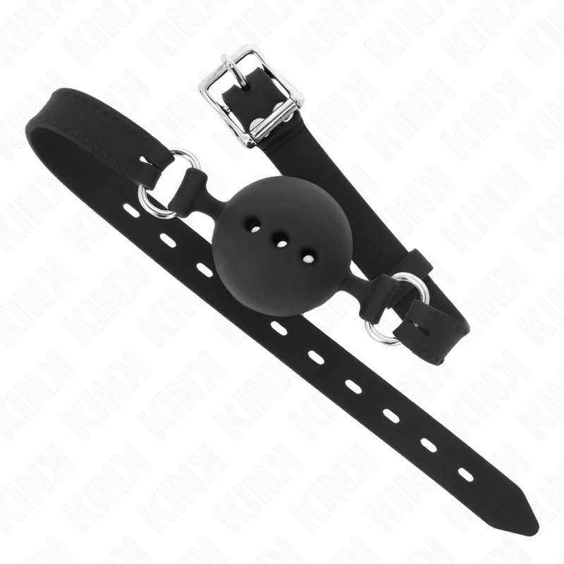 KINK - Полностью силиконовый кляп 55 x 2 см с шариком 4,5 см, размер M, черный, регулируемый 35-51 см