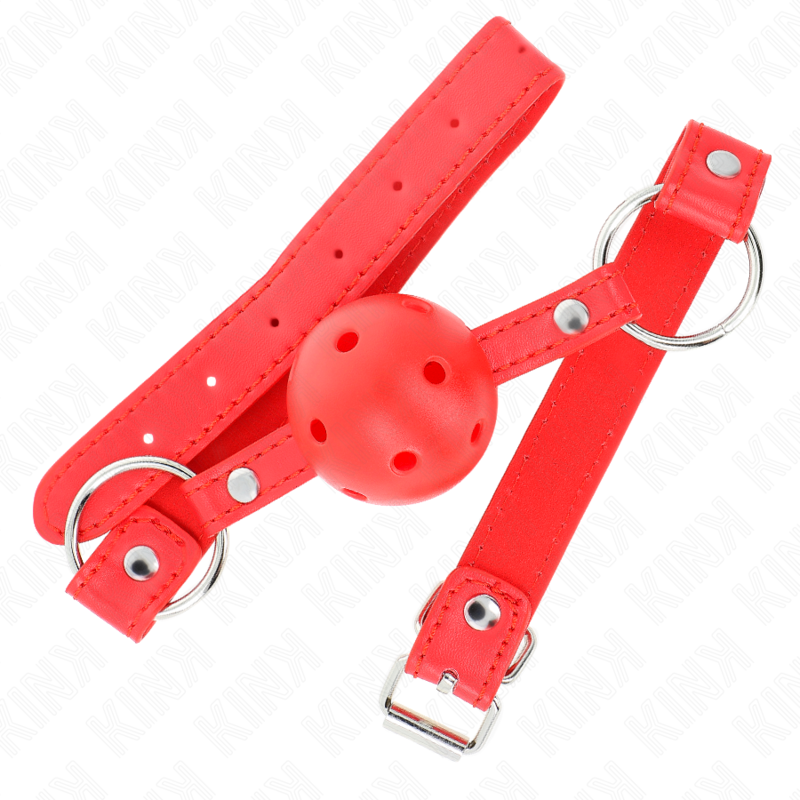 KINK - ADEMENDE BAL 4 CM KNEVEL MET DUBBELE KLINKNAGEL MODEL 1 ROOD 62,5 x 2,5 CM VERSTELBAAR 42-58 CM