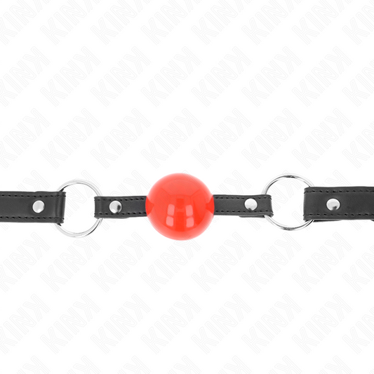 Bâillon KINK - Boule de 4 cm avec verrou, boule rouge, sangle noire, 60 x 2 cm