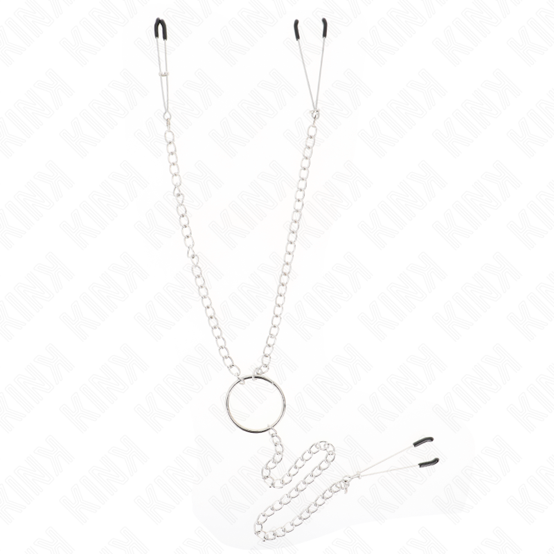 KINK - Тройные зажимы для сосков и клитора с цепочкой, модель 1